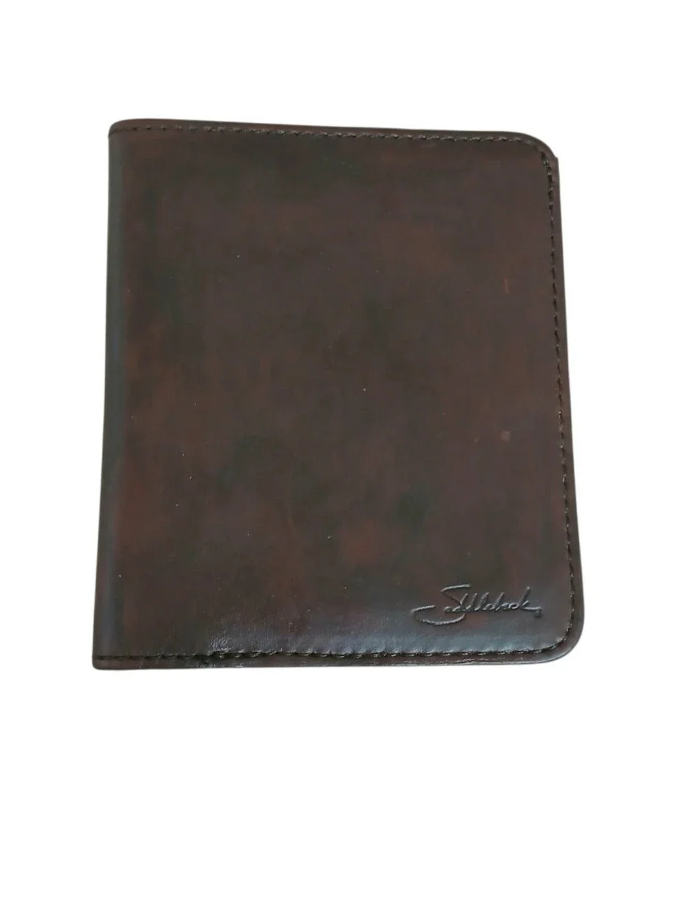 Saddleback Leather Company Rugged Bifold Wallet Dark Brown Heavy Stitch Logo